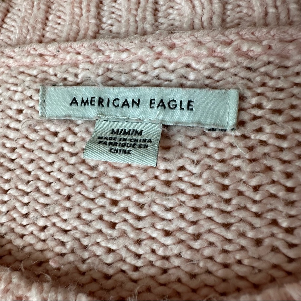 American Eagle AE Women’s Pink Beige Striped Sweater Size Medium M - Picture 6 of 9